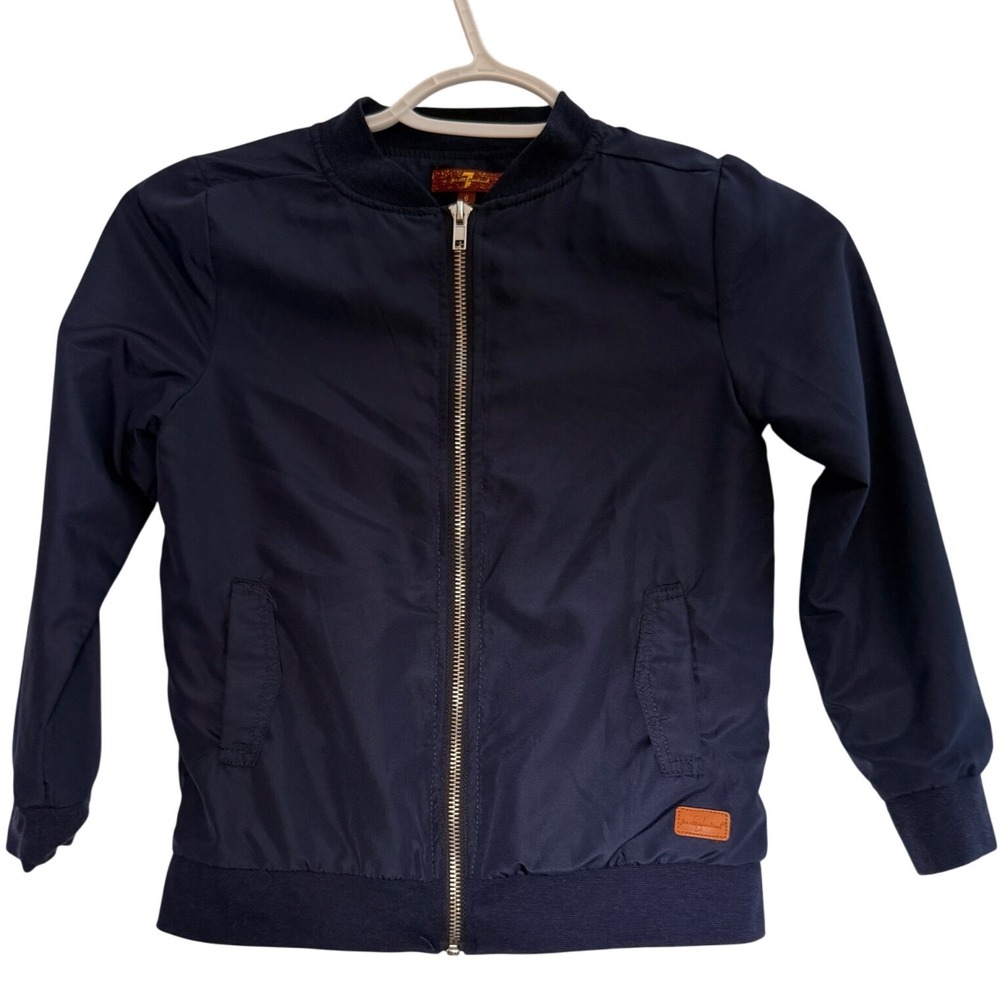 7 For All Mankind Kids Navy Blue Bomber Jacket Full Zip Size 6 7FBL4077